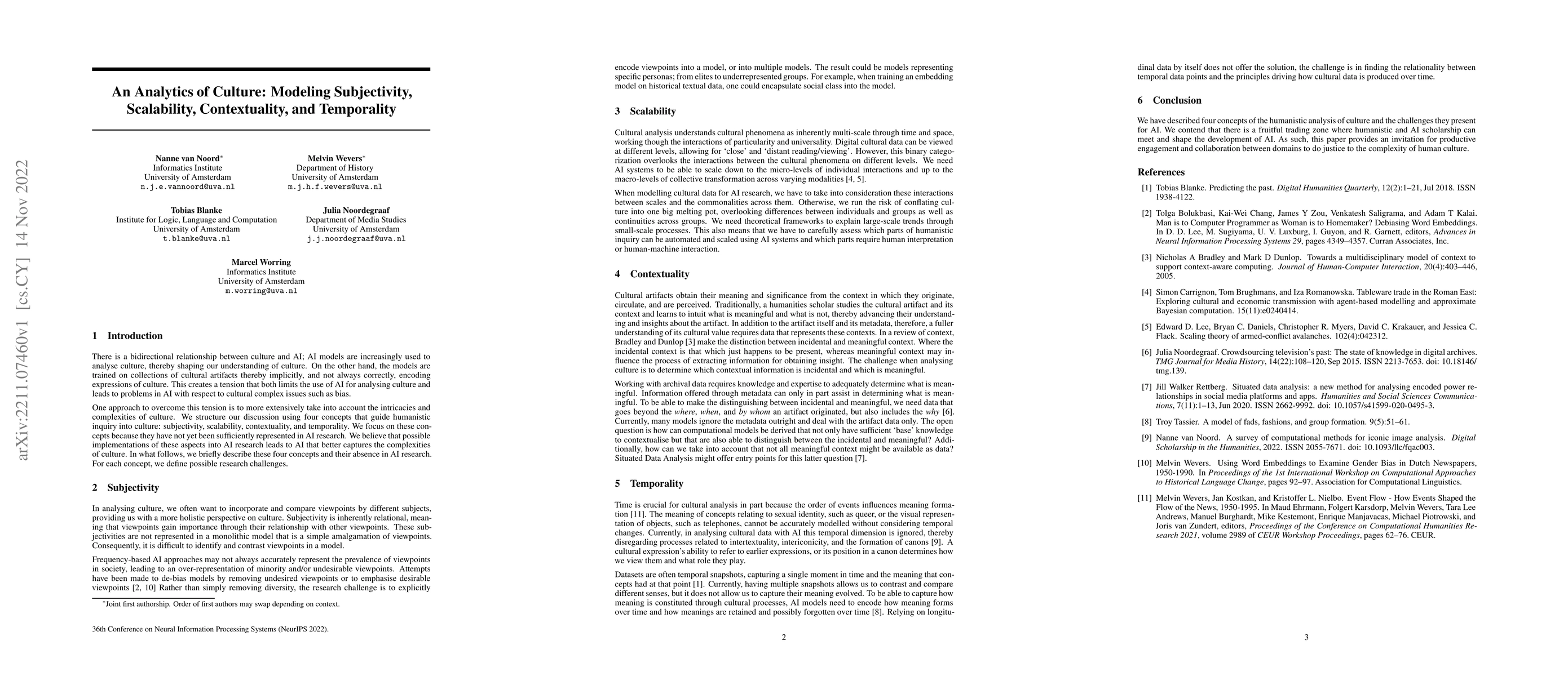 Thumbnail for An Analytics of Culture: Modeling Subjectivity, Scalability,
  Contextuality, and Temporality