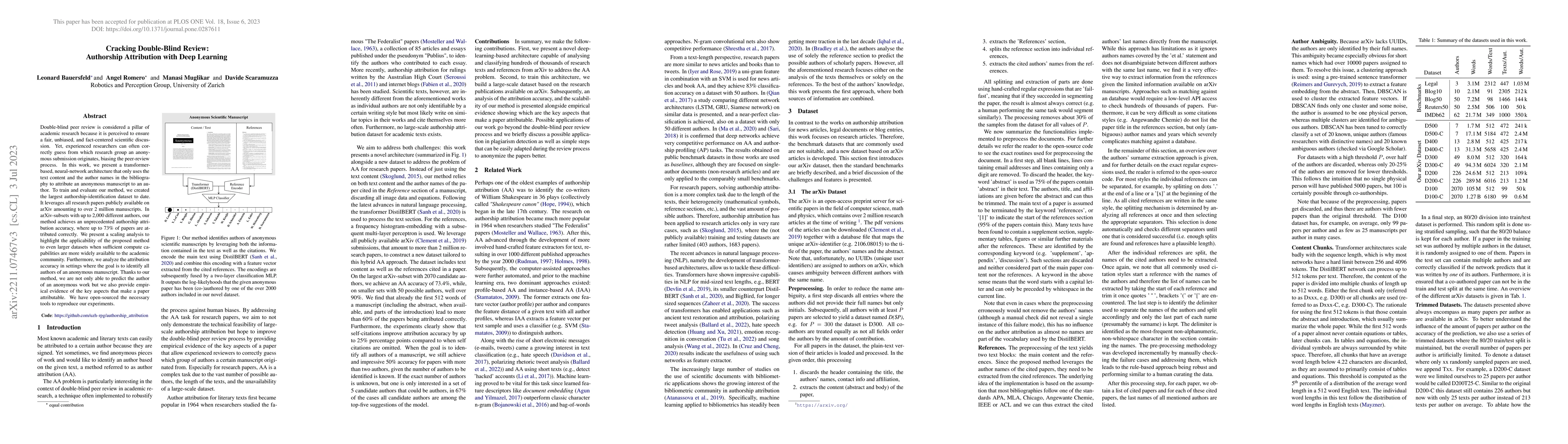 Thumbnail for Cracking Double-Blind Review: Authorship Attribution with Deep Learning