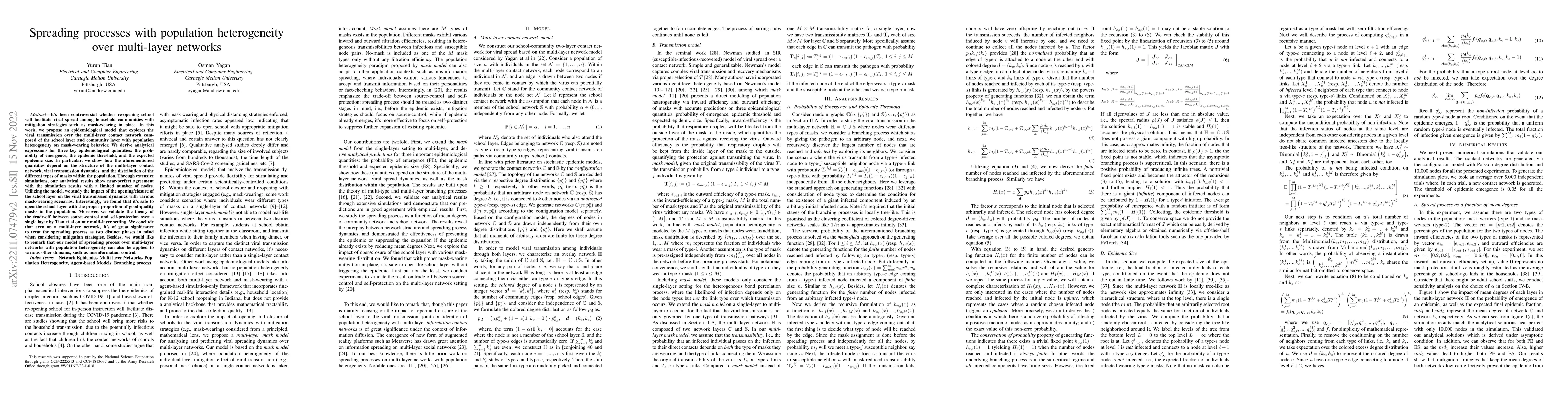 Thumbnail for Spreading processes with population heterogeneity over multi-layer
  networks