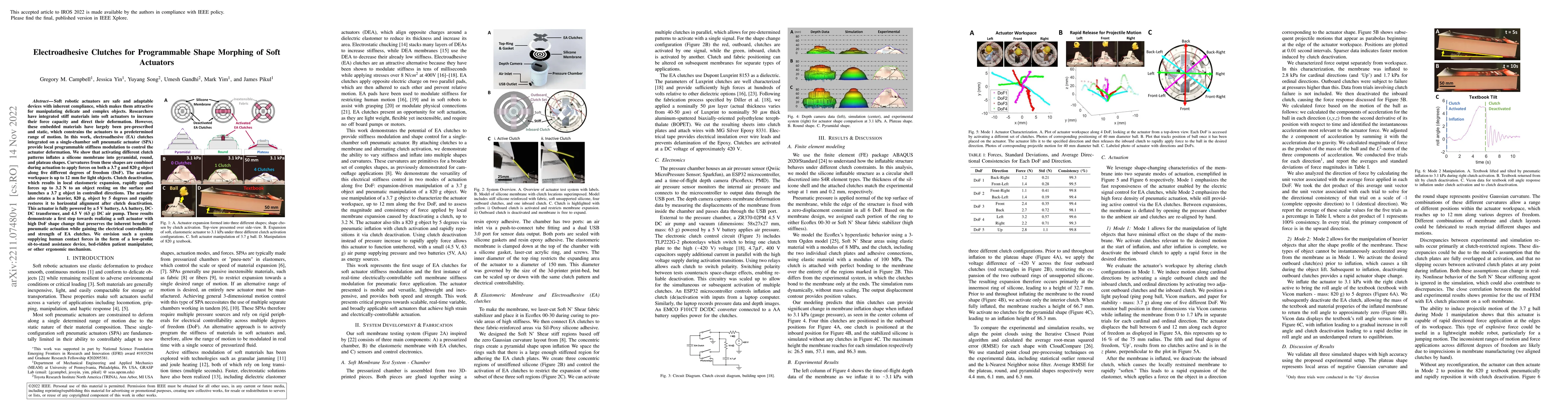 Thumbnail for Electroadhesive Clutches for Programmable Shape Morphing of Soft
  Actuators