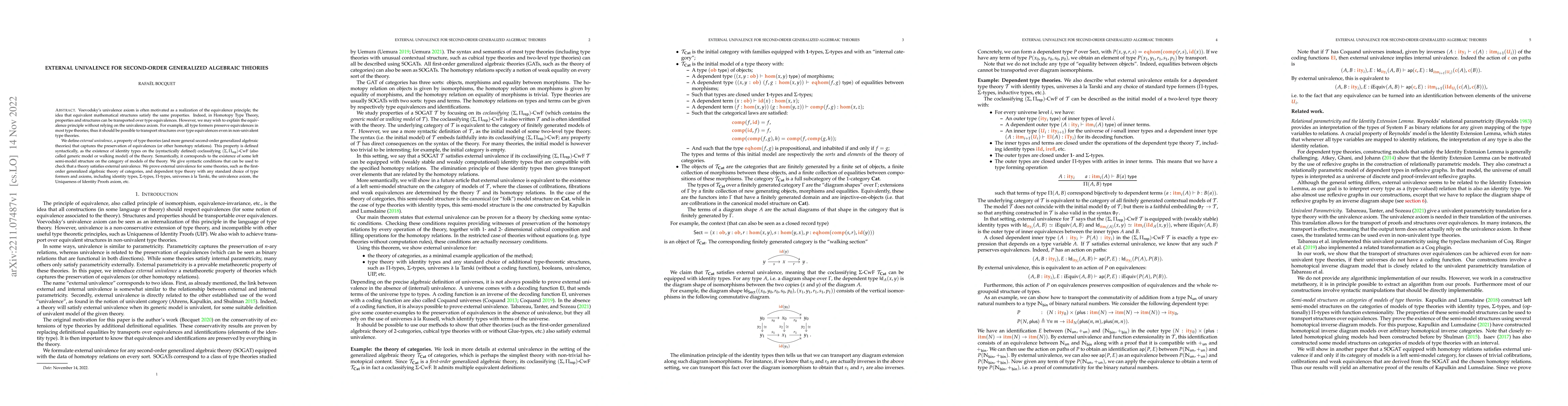 Thumbnail for External univalence for second-order generalized algebraic theories