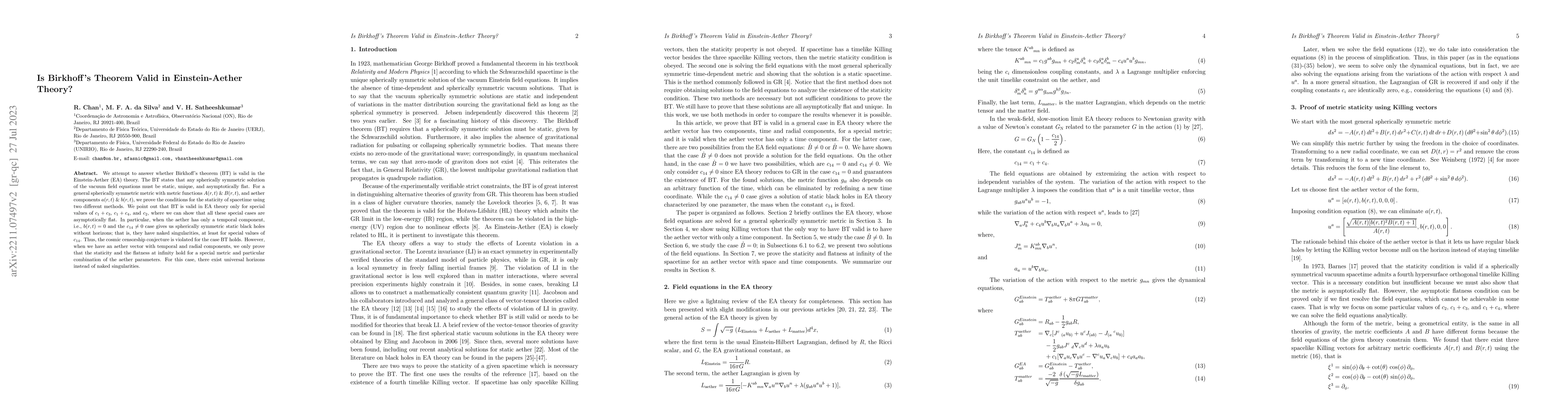 Thumbnail for Is Birkhoff's Theorem Valid in Einstein-Aether Theory?