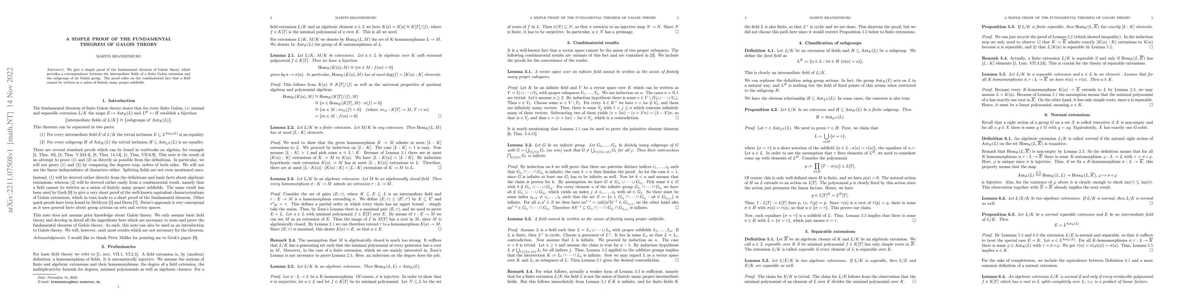 Thumbnail for A simple proof of the fundamental theorem of Galois theory