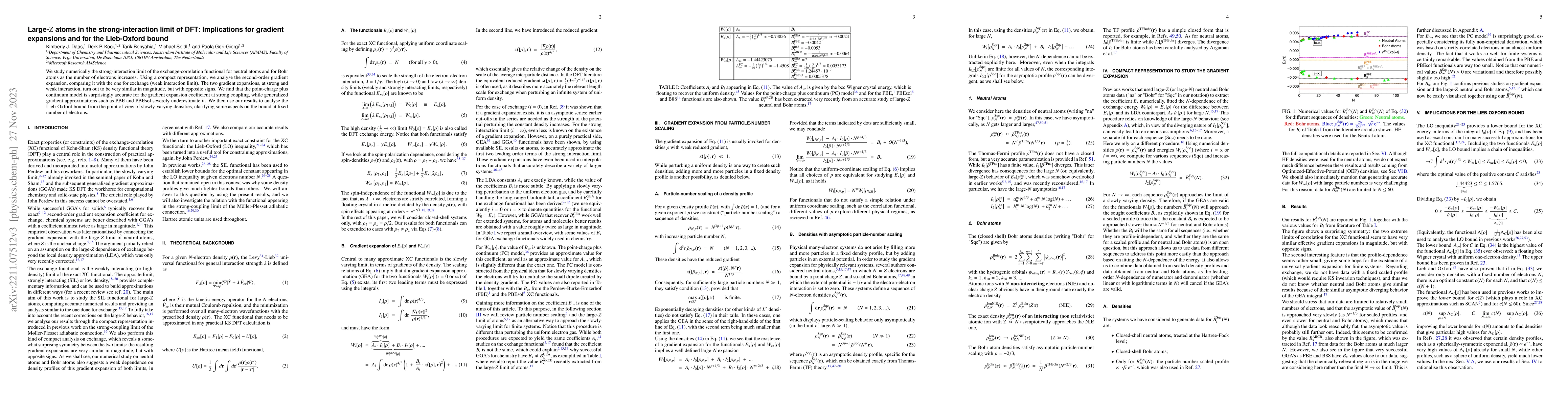 Thumbnail for Large-Z atoms in the strong-interaction limit of DFT: Implications for
  gradient expansions and for the Lieb-Oxford bound