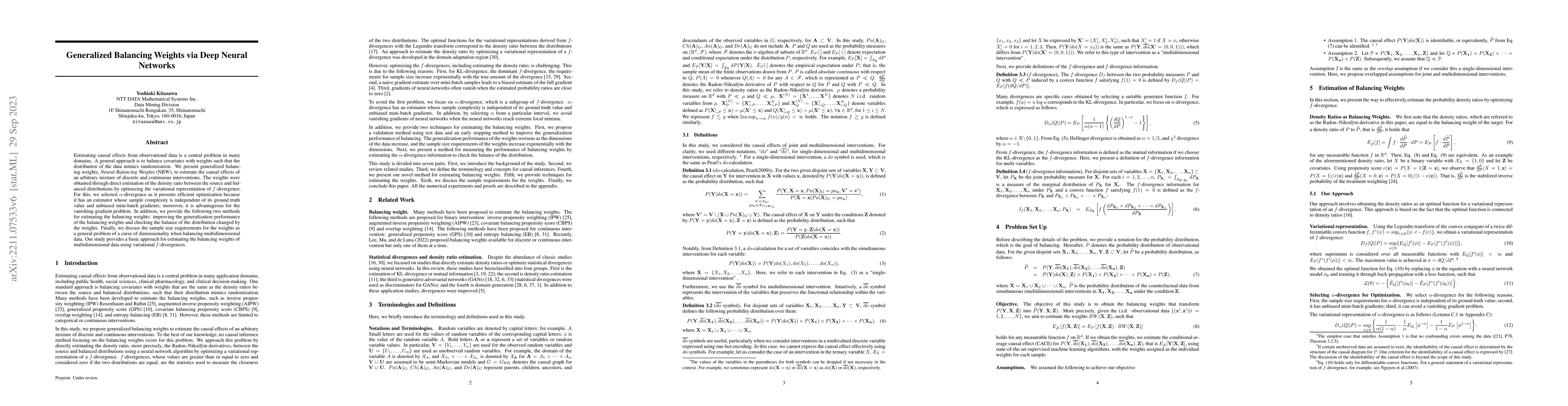 Thumbnail for Generalized Balancing Weights via Deep Neural Networks