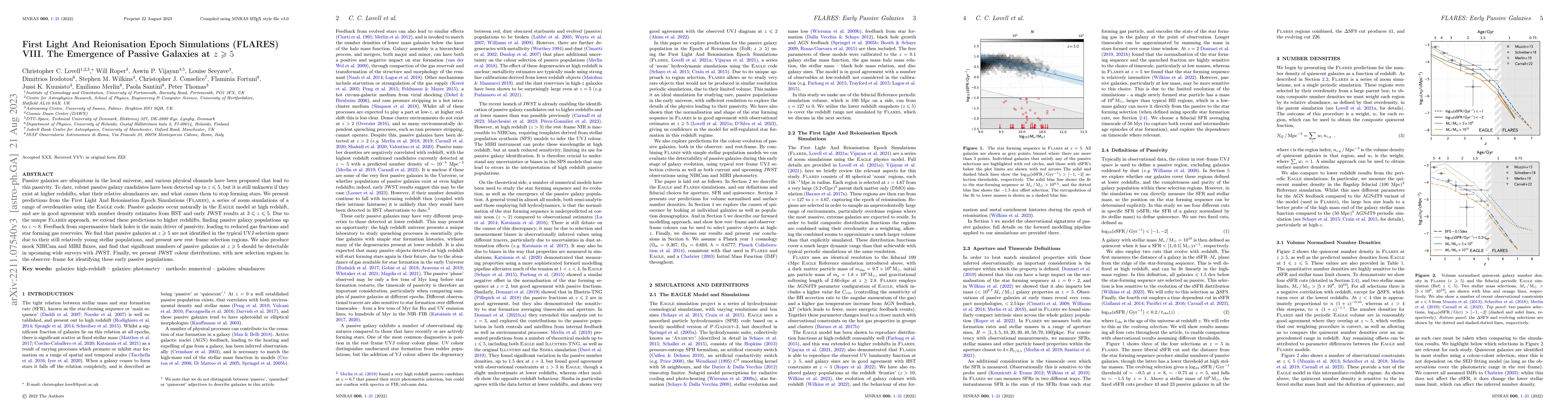 Thumbnail for First Light And Reionisation Epoch Simulations (FLARES) VIII. The
  Emergence of Passive Galaxies at $z \geqslant 5$