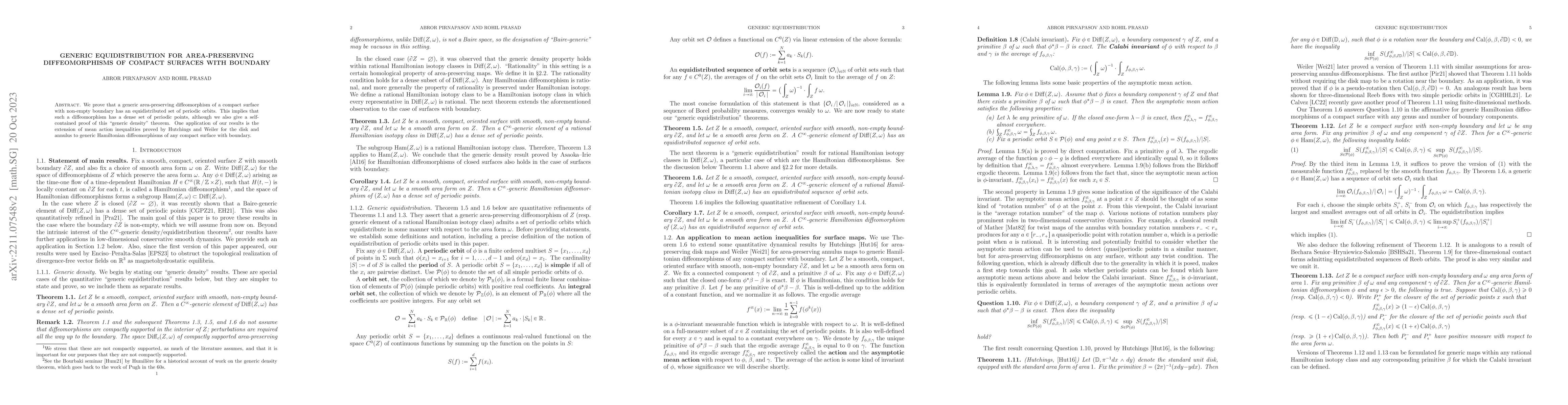 Thumbnail for Generic equidistribution for area-preserving diffeomorphisms of compact
  surfaces with boundary