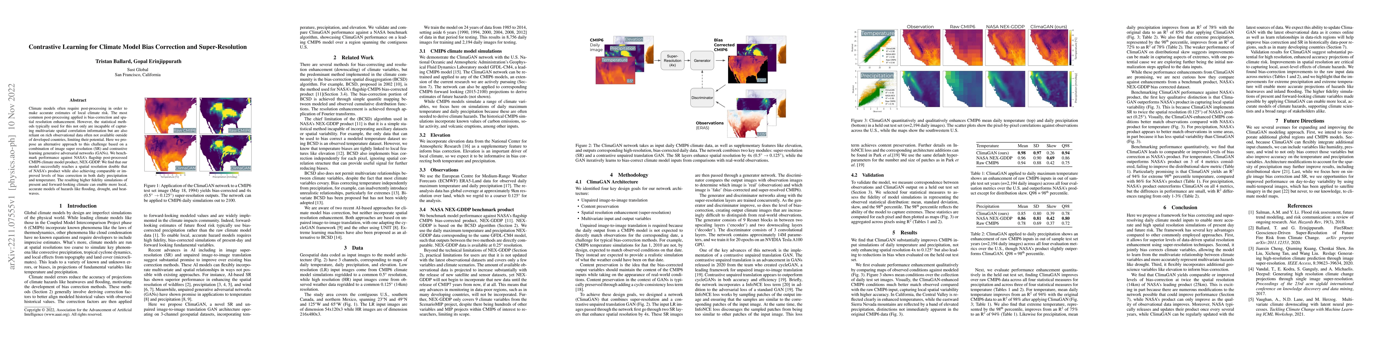 Thumbnail for Contrastive Learning for Climate Model Bias Correction and
  Super-Resolution