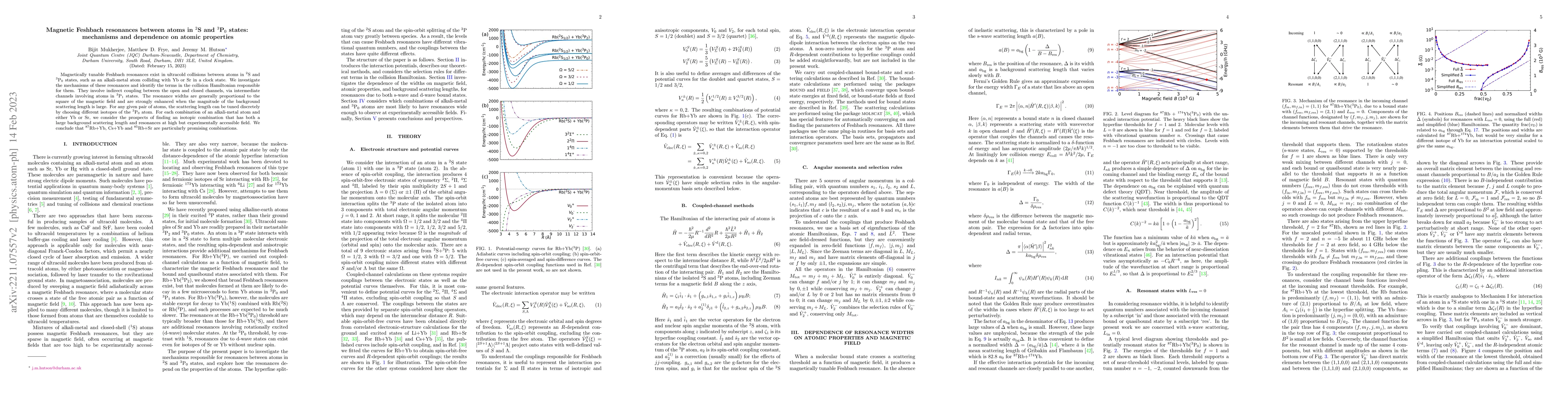 Thumbnail for Magnetic Feshbach resonances between atoms in $^2$S and $^3$P$_0$
  states: mechanisms and dependence on atomic properties