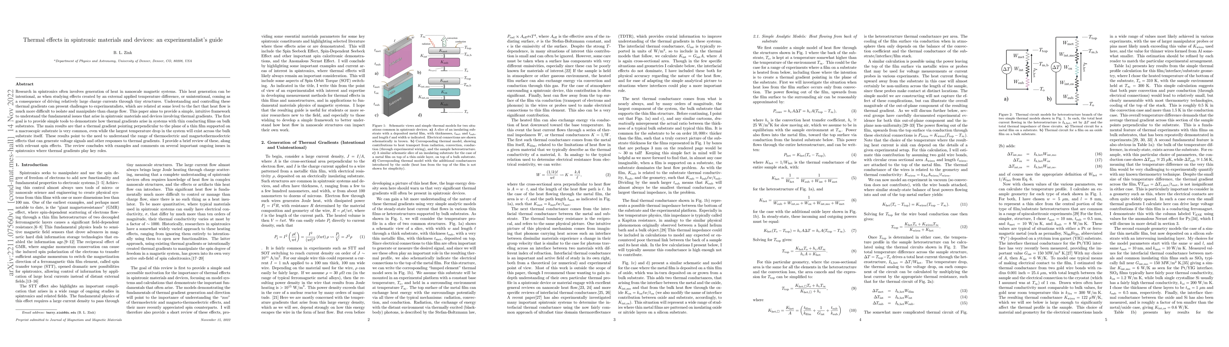 Thumbnail for Thermal effects in spintronic materials and devices: an
  experimentalist's guide