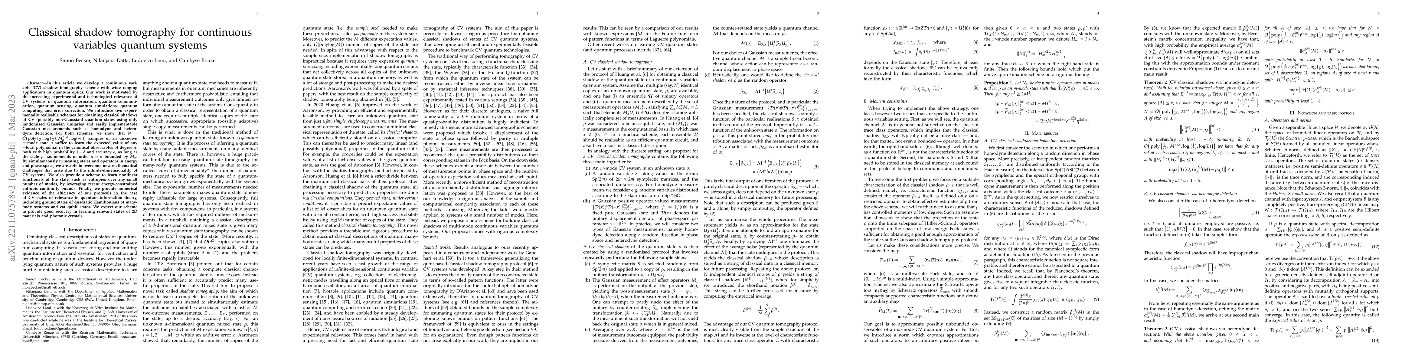Thumbnail for Classical shadow tomography for continuous variables quantum systems