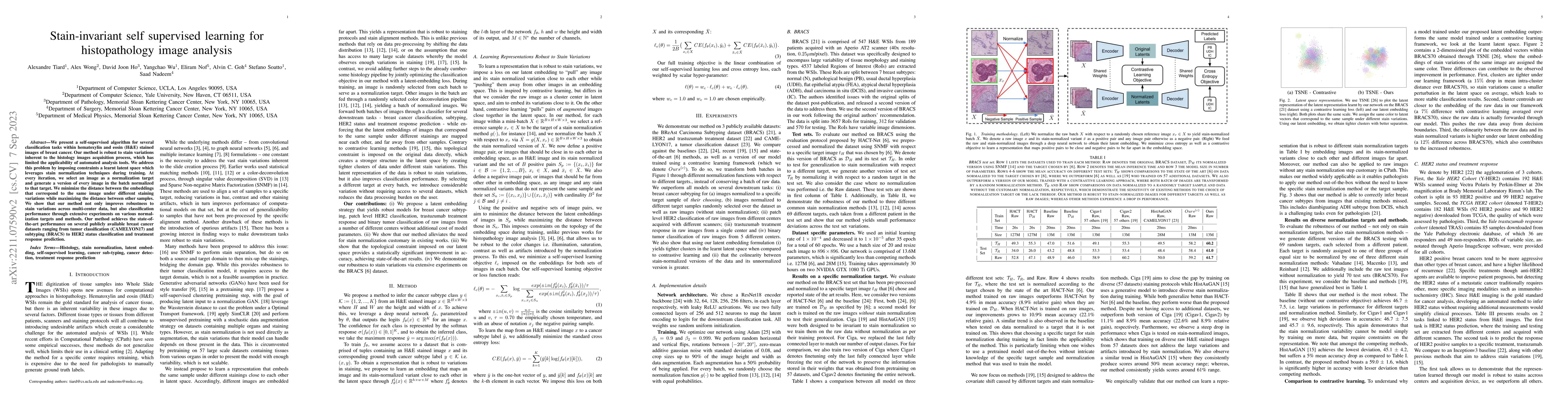 Thumbnail for Stain-invariant self supervised learning for histopathology image
  analysis