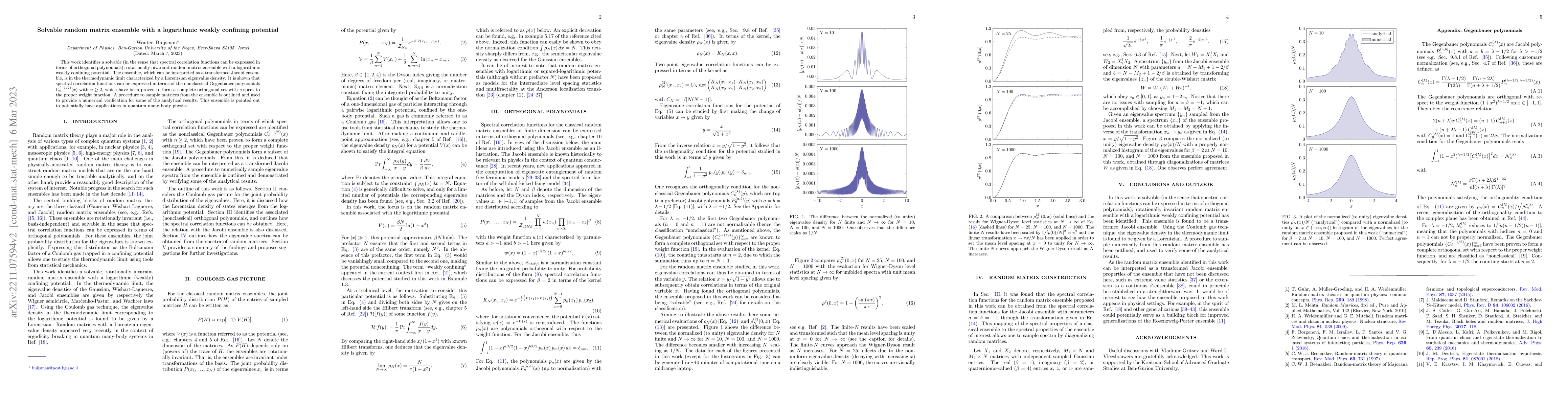 Thumbnail for Solvable random matrix ensemble with a logarithmic weakly confining
  potential