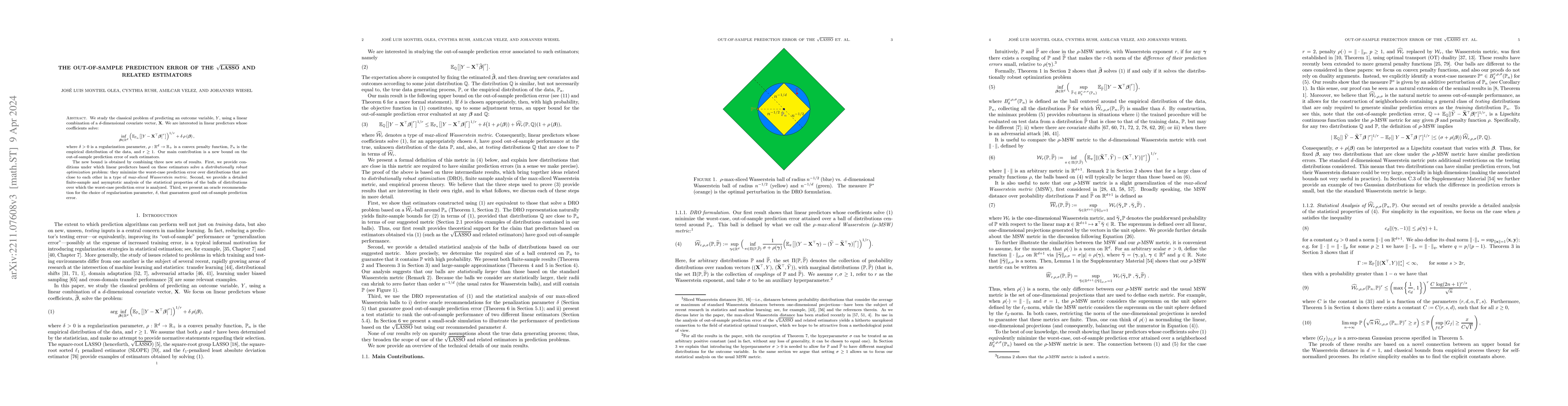 Thumbnail for The out-of-sample prediction error of the square-root-LASSO and related
  estimators