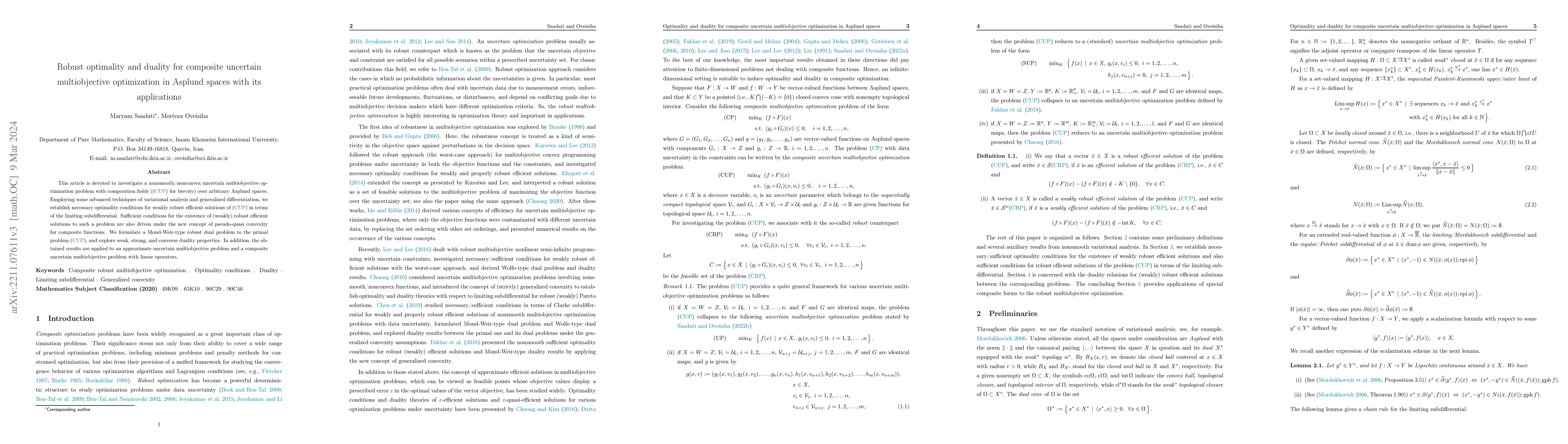 Thumbnail for Robust optimality and duality for composite uncertain multiobjective
  optimization in Asplund spaces with its applications