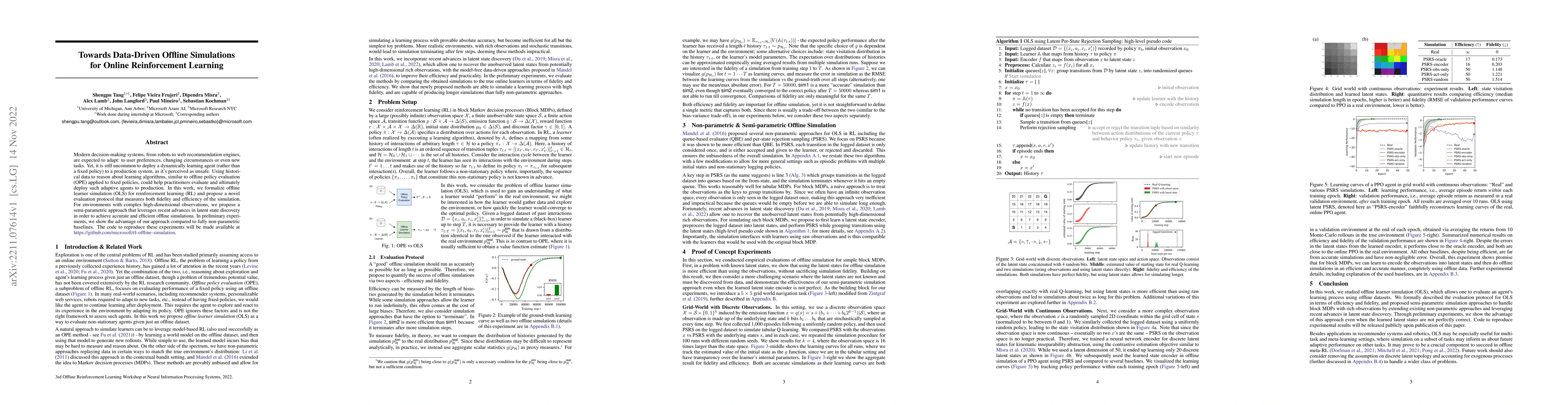 Thumbnail for Towards Data-Driven Offline Simulations for Online Reinforcement
  Learning