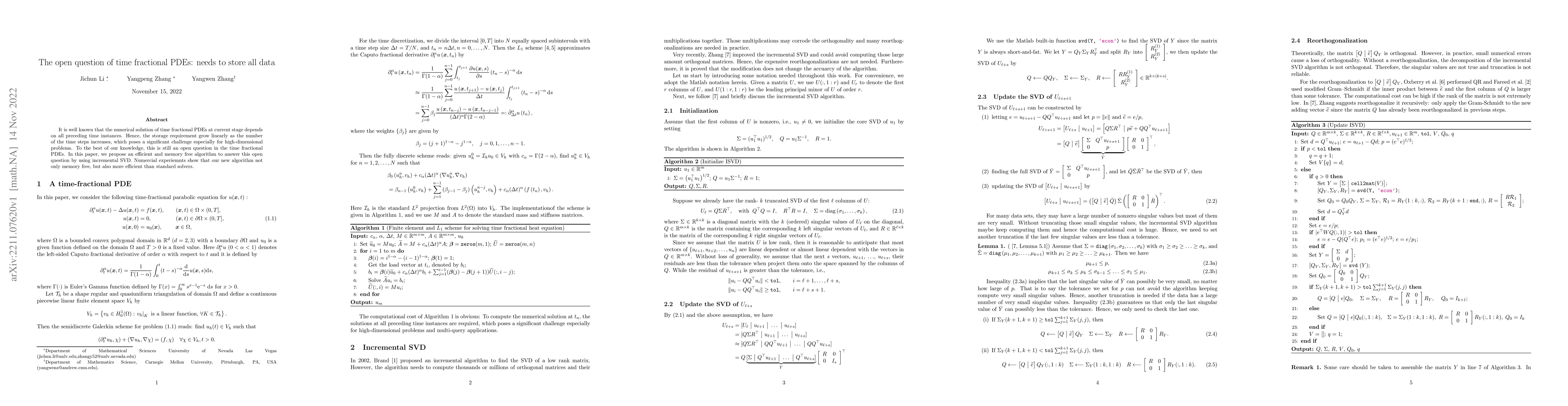 Thumbnail for The open question of time fractional PDEs: needs to store all data