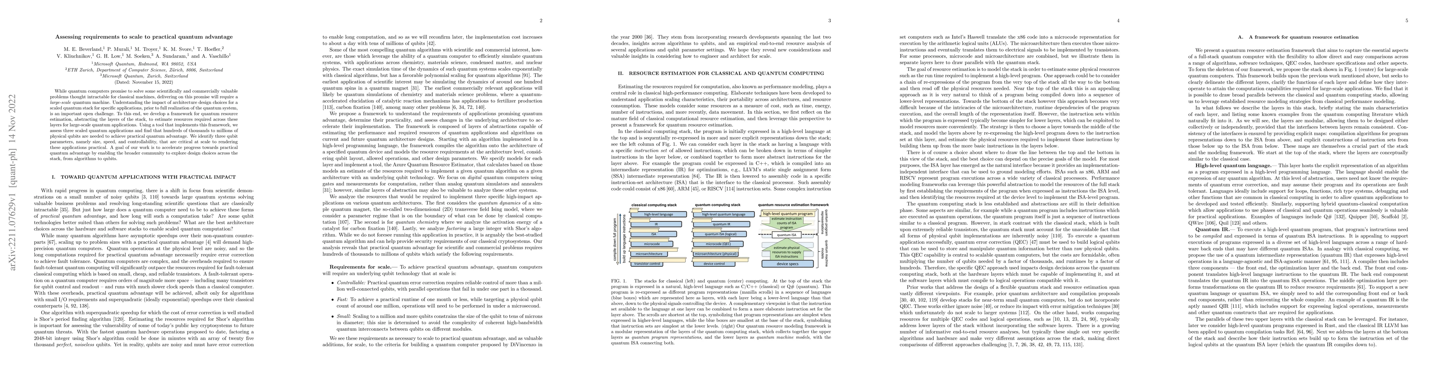 Thumbnail for Assessing requirements to scale to practical quantum advantage