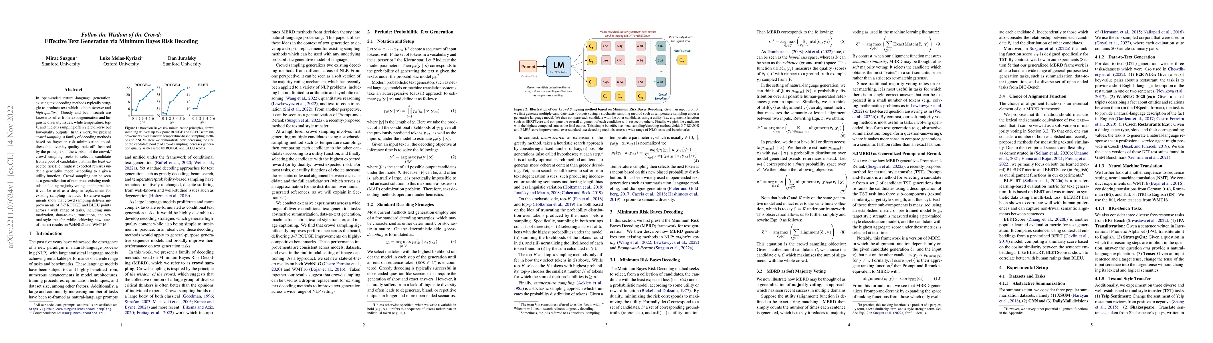 Thumbnail for Follow the Wisdom of the Crowd: Effective Text Generation via Minimum
  Bayes Risk Decoding