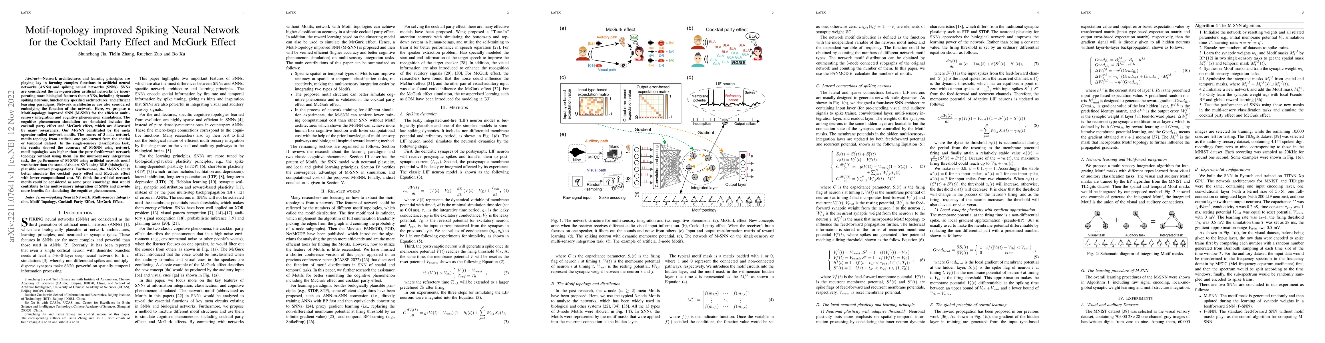 Thumbnail for Motif-topology improved Spiking Neural Network for the Cocktail Party
  Effect and McGurk Effect
