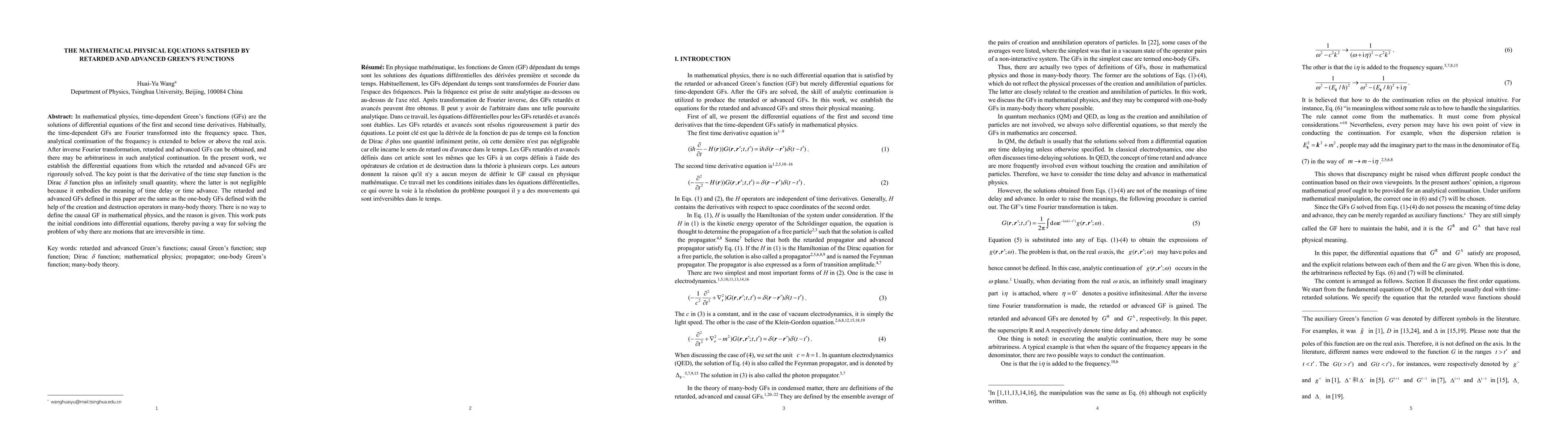 Thumbnail for The mathematical physical equations satisfied by retarded and advanced
  Green's functions