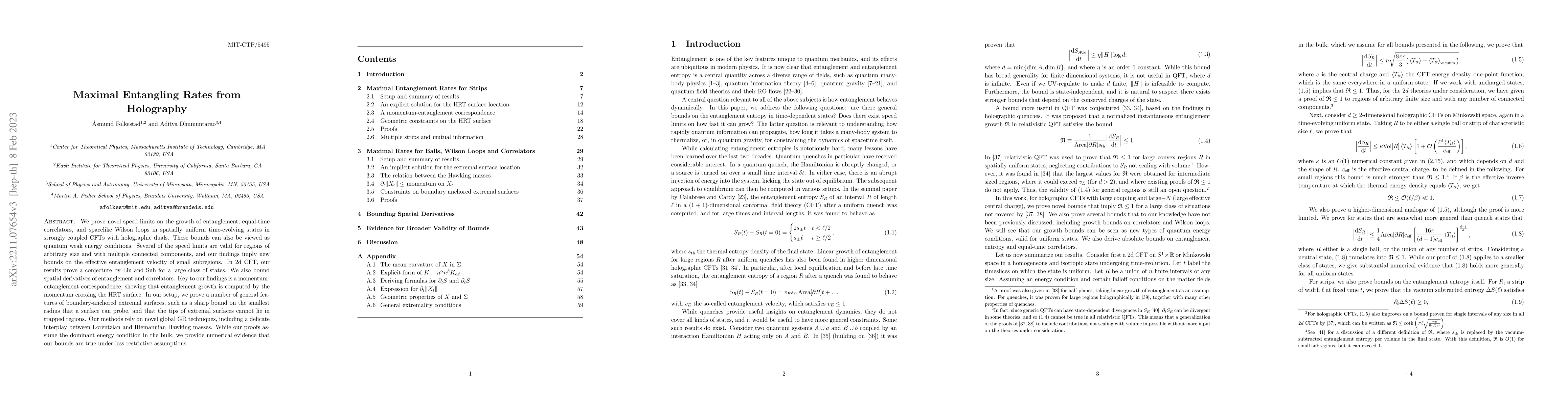 Thumbnail for Maximal Entangling Rates from Holography
