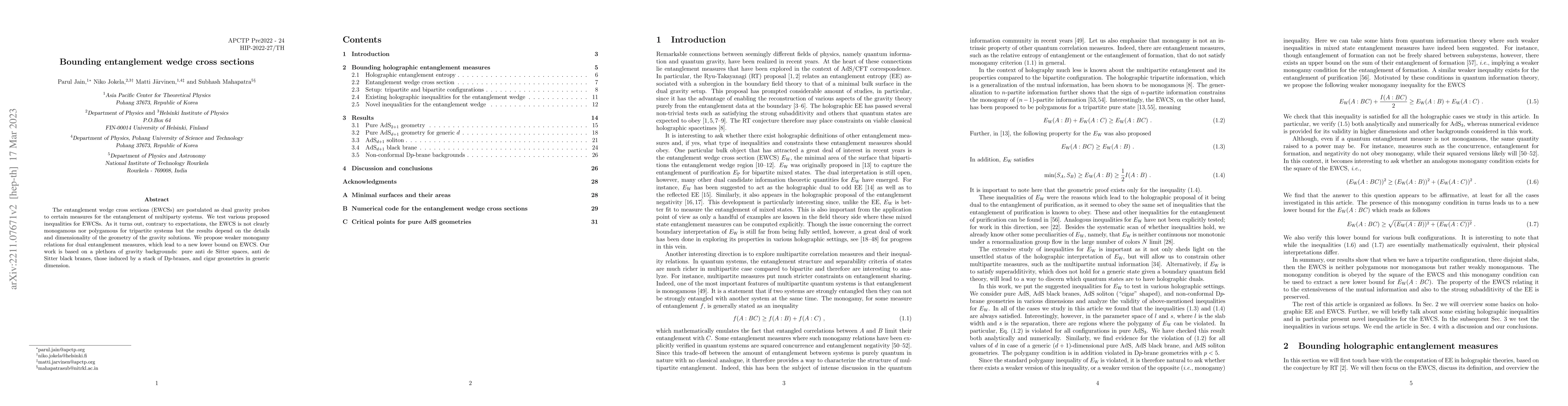 Thumbnail for Bounding entanglement wedge cross sections