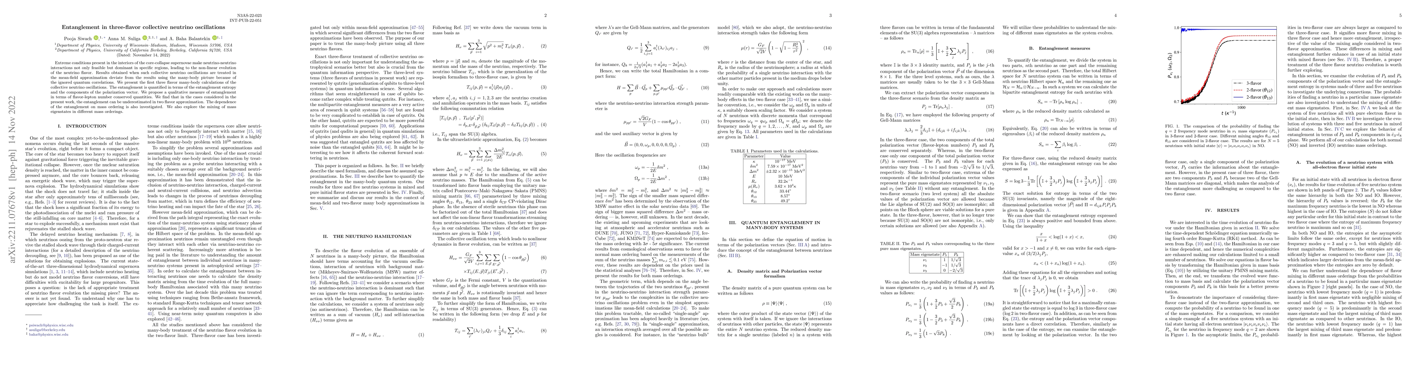 Thumbnail for Entanglement in three-flavor collective neutrino oscillations