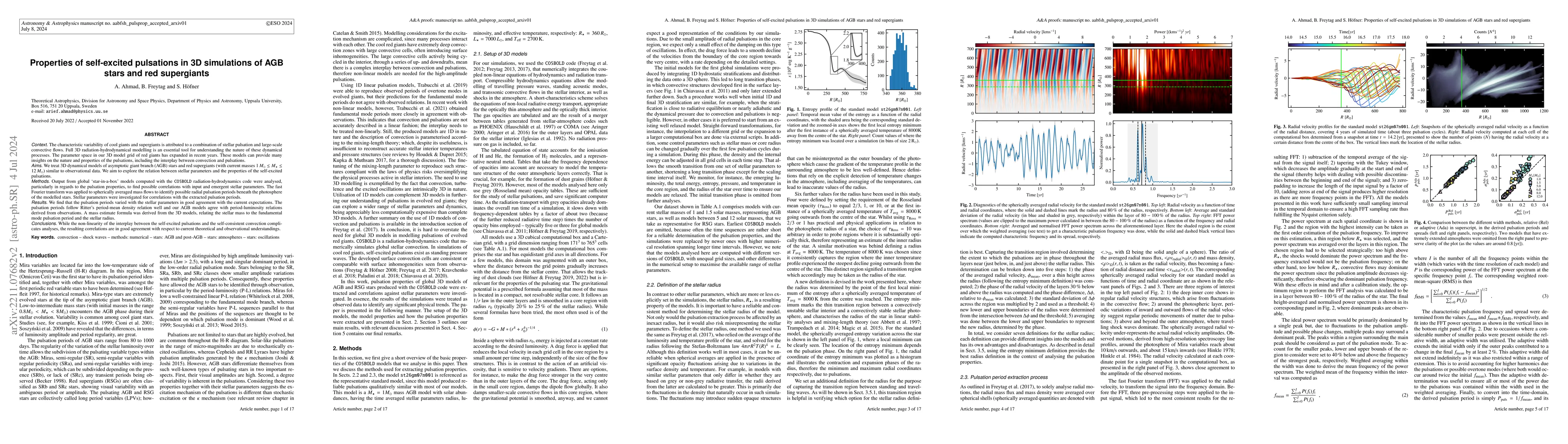 Thumbnail for Properties of self-excited pulsations in 3D simulations of AGB stars and
  red supergiants