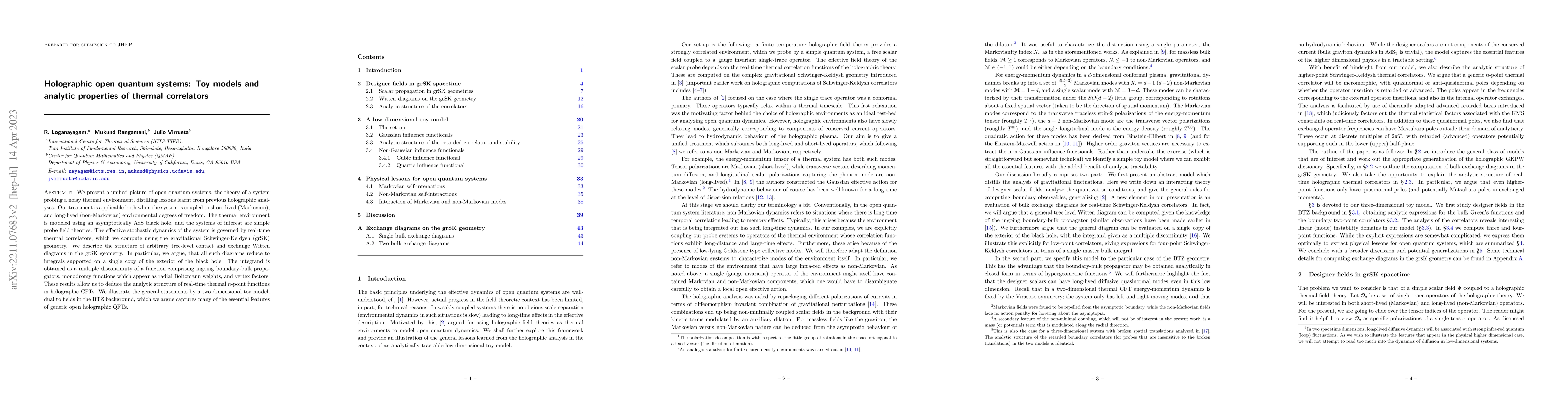 Thumbnail for Holographic open quantum systems: Toy models and analytic properties of
  thermal correlators