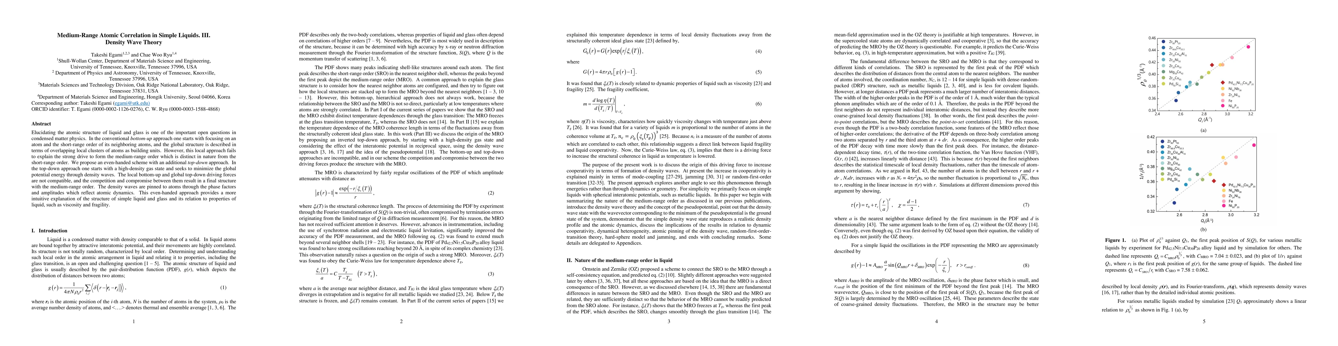 Thumbnail for Medium-Range Atomic Correlation in Simple Liquids. III. Density Wave
  Theory
