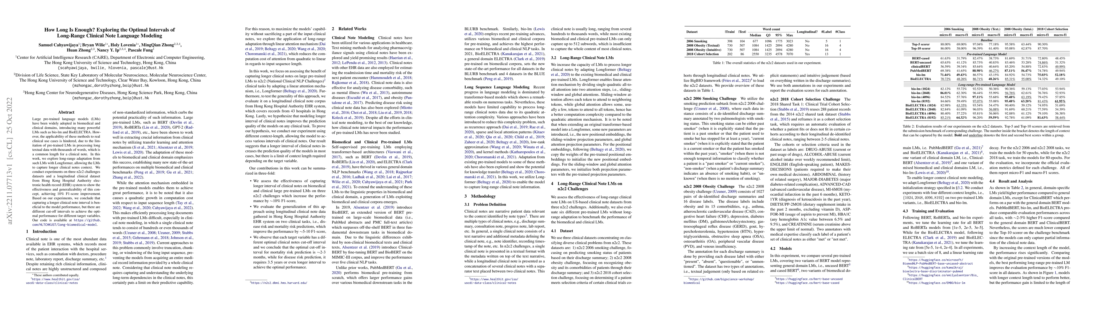 Thumbnail for How Long Is Enough? Exploring the Optimal Intervals of Long-Range
  Clinical Note Language Modeling