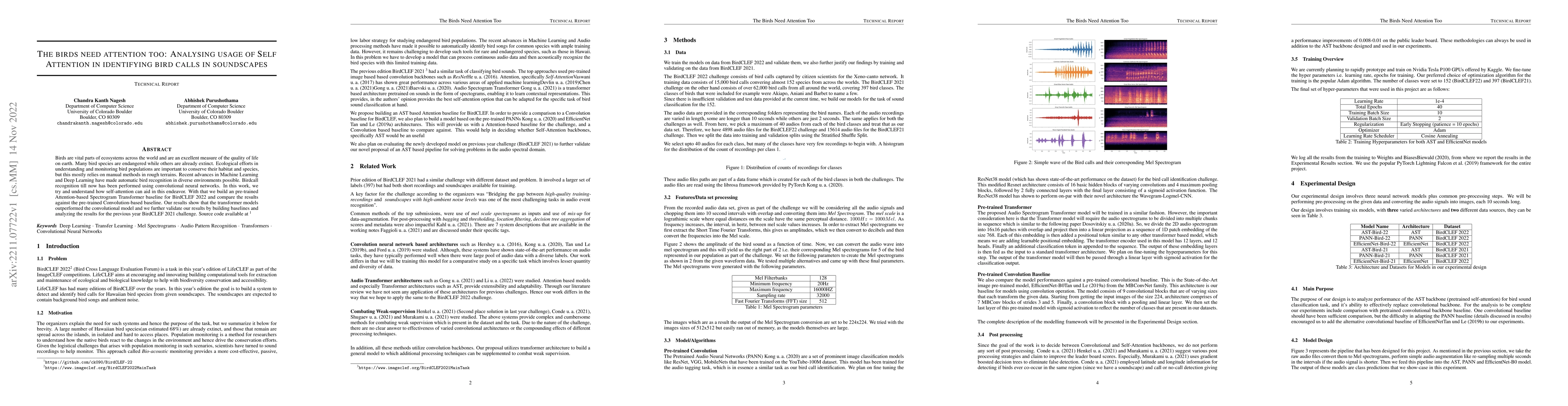 Thumbnail for The Birds Need Attention Too: Analysing usage of Self Attention in
  identifying bird calls in soundscapes
