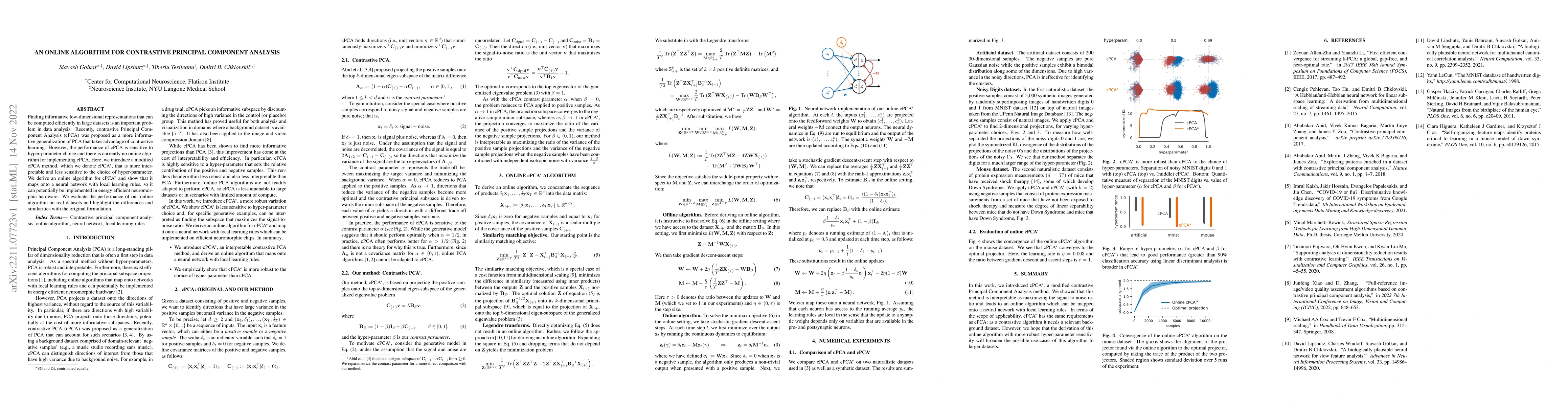 Thumbnail for An online algorithm for contrastive Principal Component Analysis