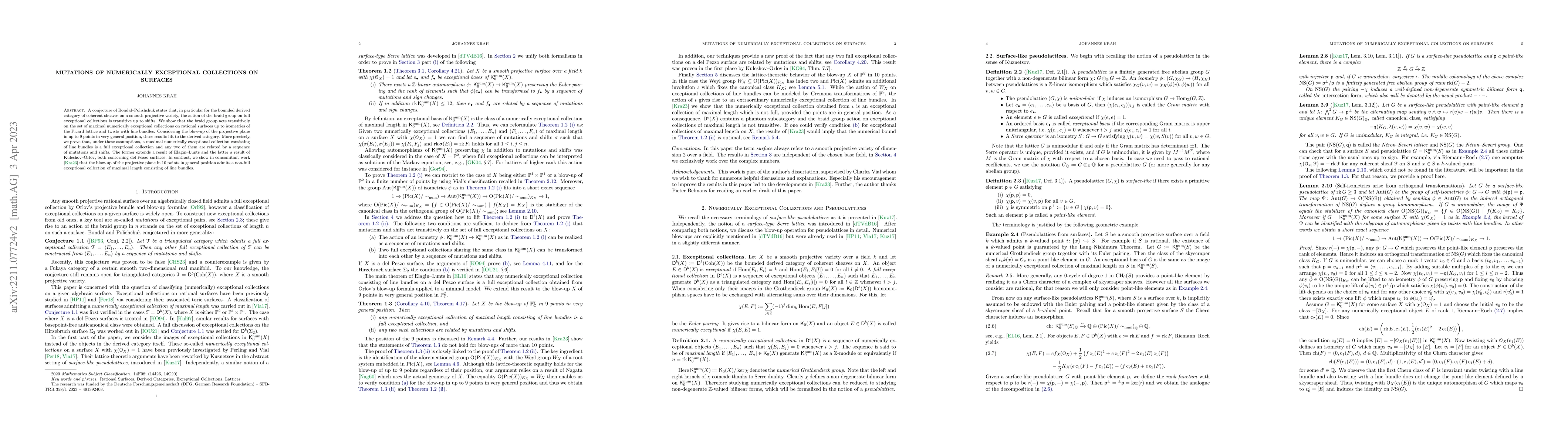 Thumbnail for Mutations of Numerically Exceptional Collections on Surfaces