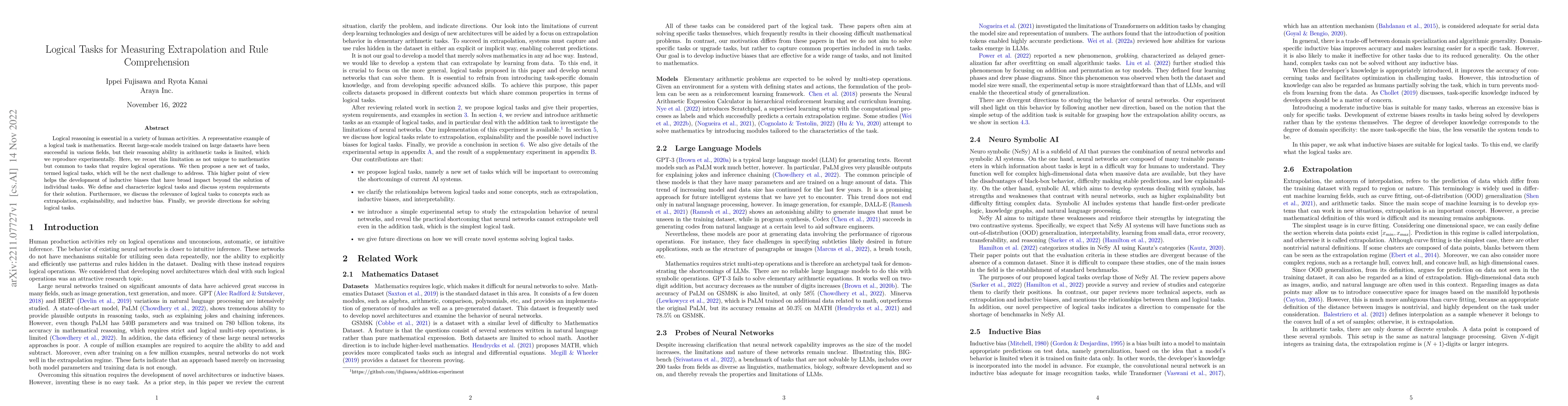 Thumbnail for Logical Tasks for Measuring Extrapolation and Rule Comprehension