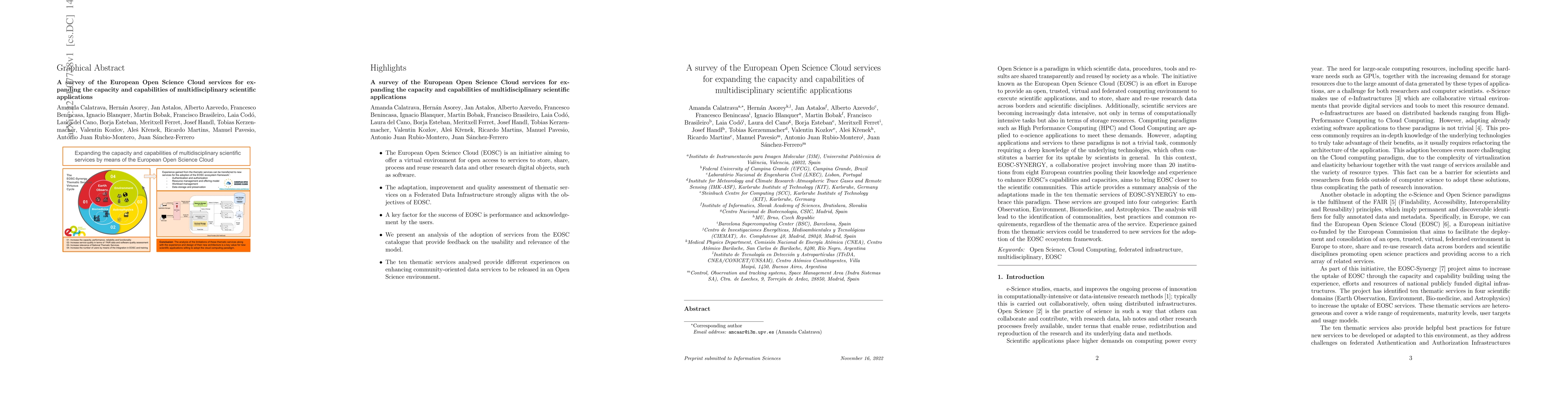 Thumbnail for A survey of the European Open Science Cloud services for expanding the
  capacity and capabilities of multidisciplinary scientific applications