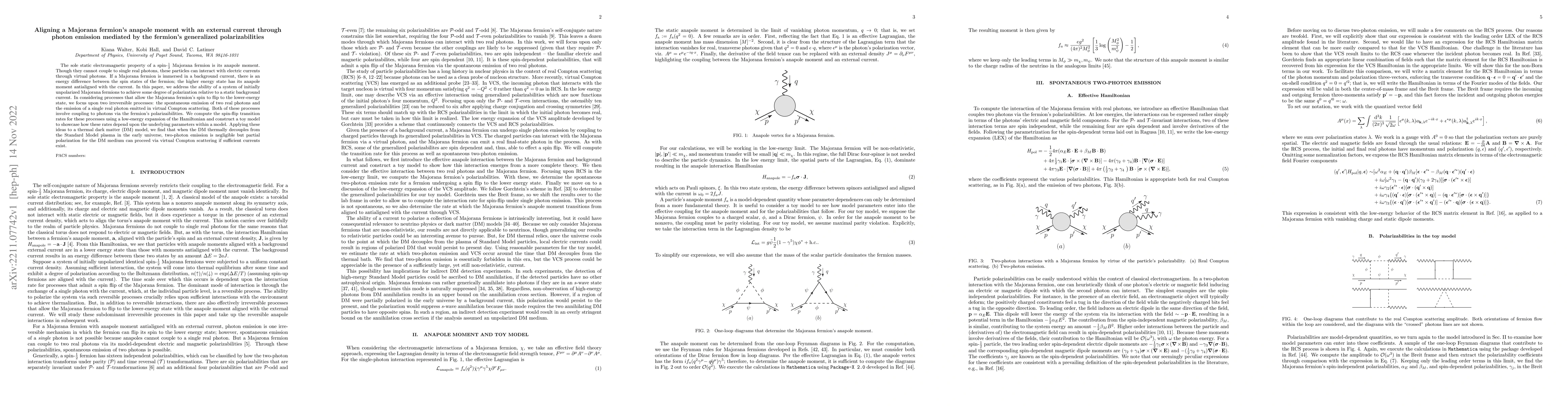 Thumbnail for Aligning a Majorana fermion's anapole moment with an external current
  through photon emission mediated by the fermion's generalized
  polarizabilities