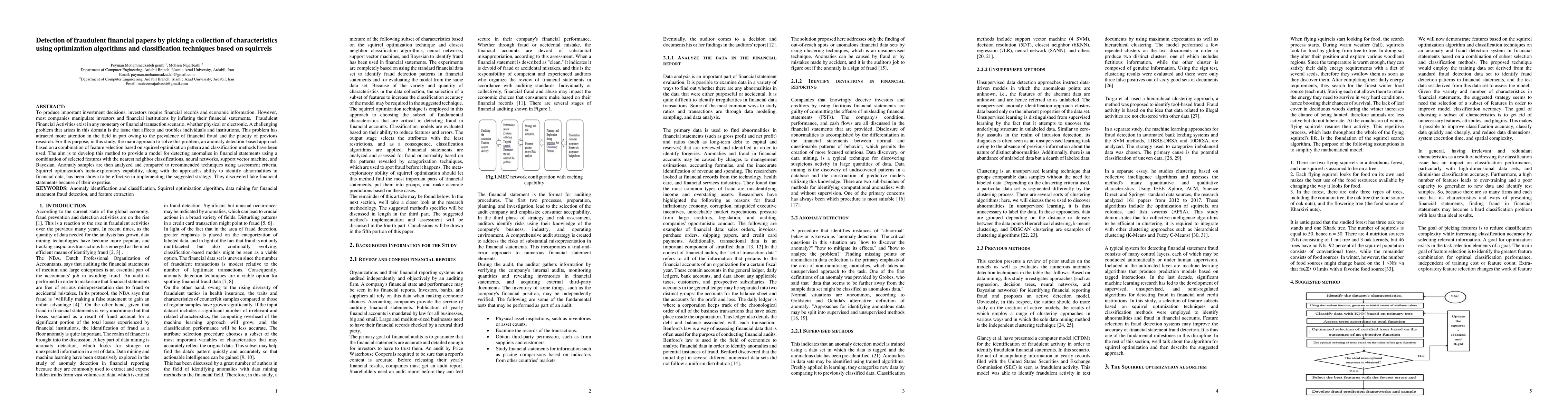 Thumbnail for Detection of fraudulent financial papers by picking a collection of
  characteristics using optimization algorithms and classification techniques
  based on squirrels