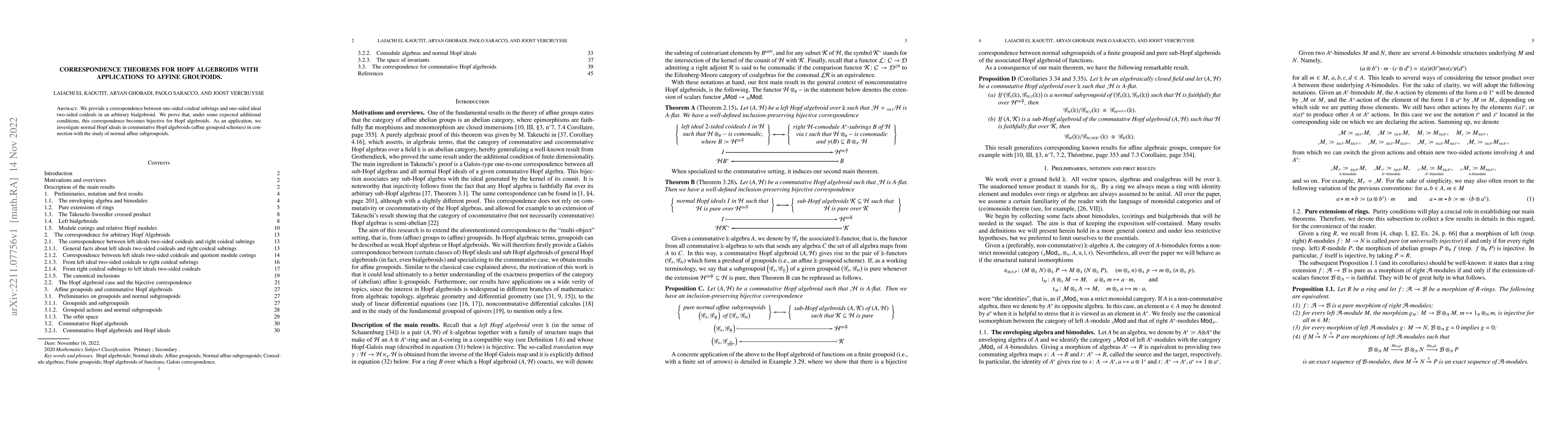 Thumbnail for Correspondence theorems for Hopf algebroids with applications to affine
  groupoids