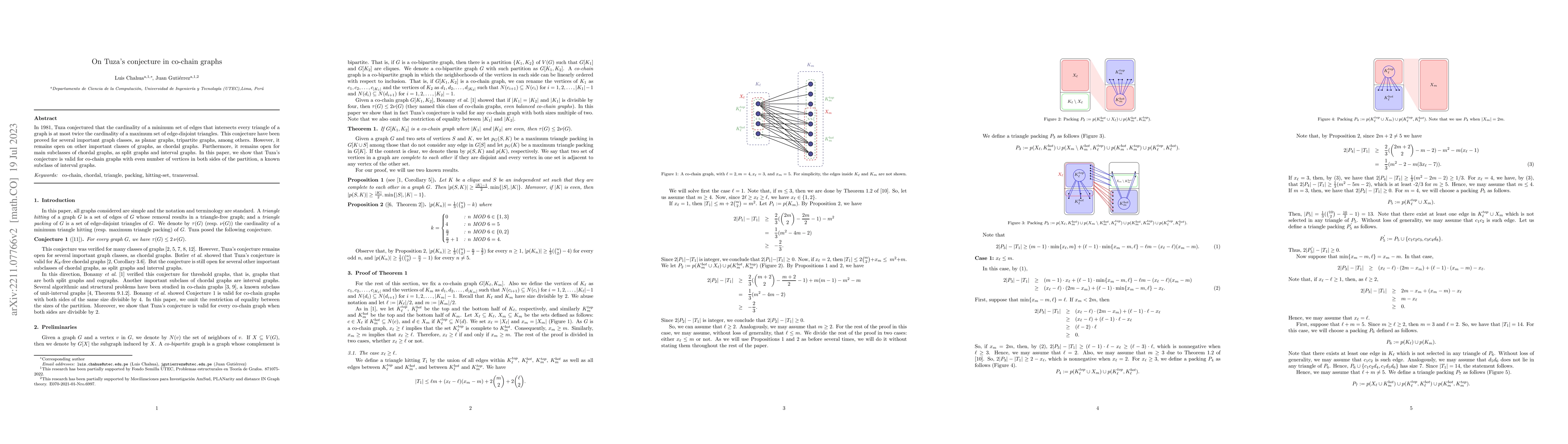 Thumbnail for On Tuza's conjecture in co-chain graphs