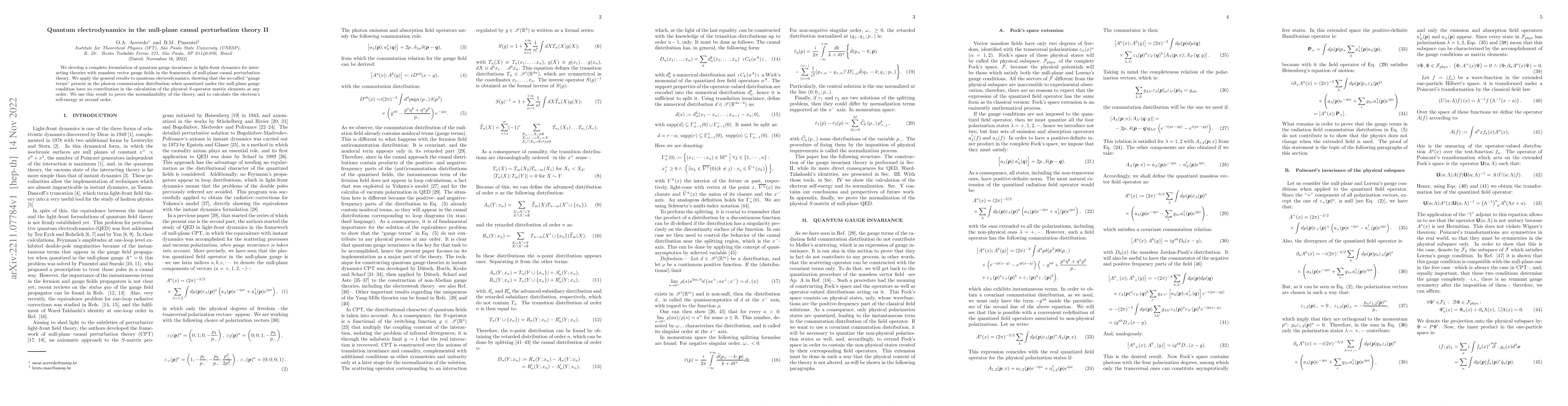 Thumbnail for Quantum electrodynamics in the null-plane causal perturbation theory II