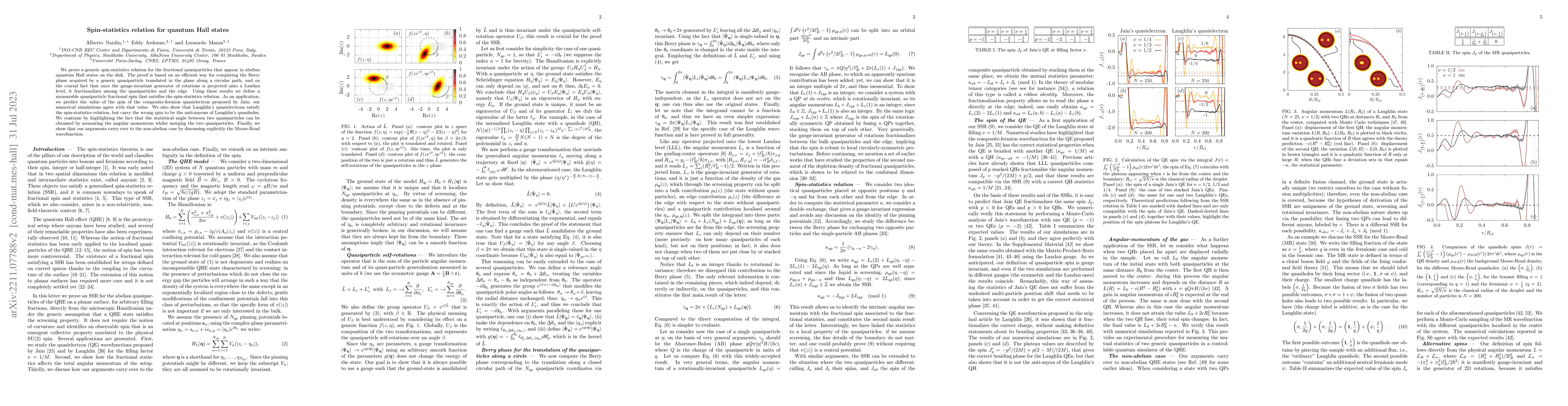 Thumbnail for Spin-statistics relation for quantum Hall states