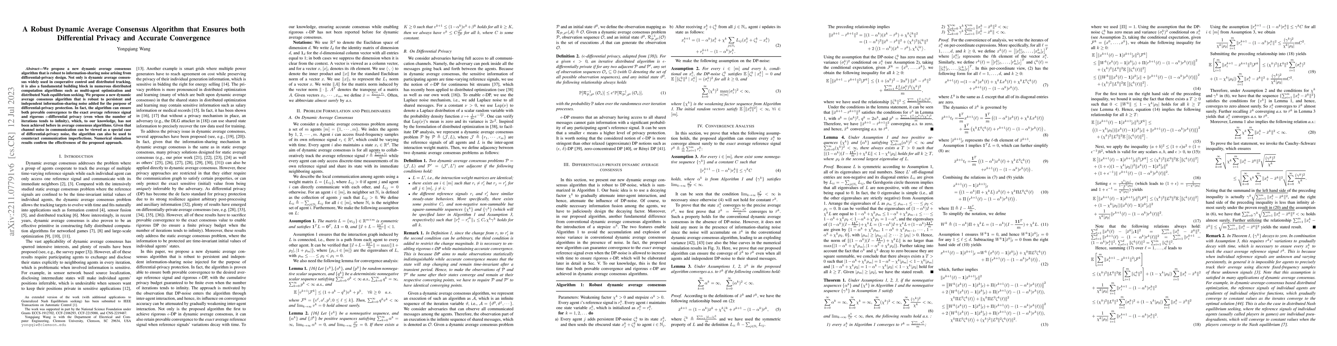 Thumbnail for A Robust Dynamic Average Consensus Algorithm that Ensures both
  Differential Privacy and Accurate Convergence