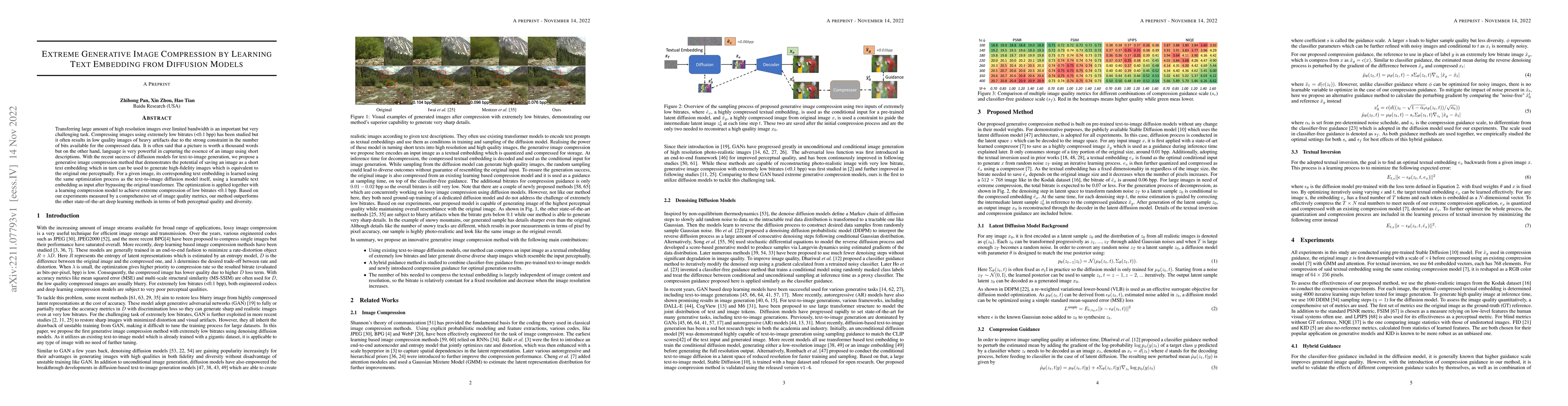 Thumbnail for Extreme Generative Image Compression by Learning Text Embedding from
  Diffusion Models