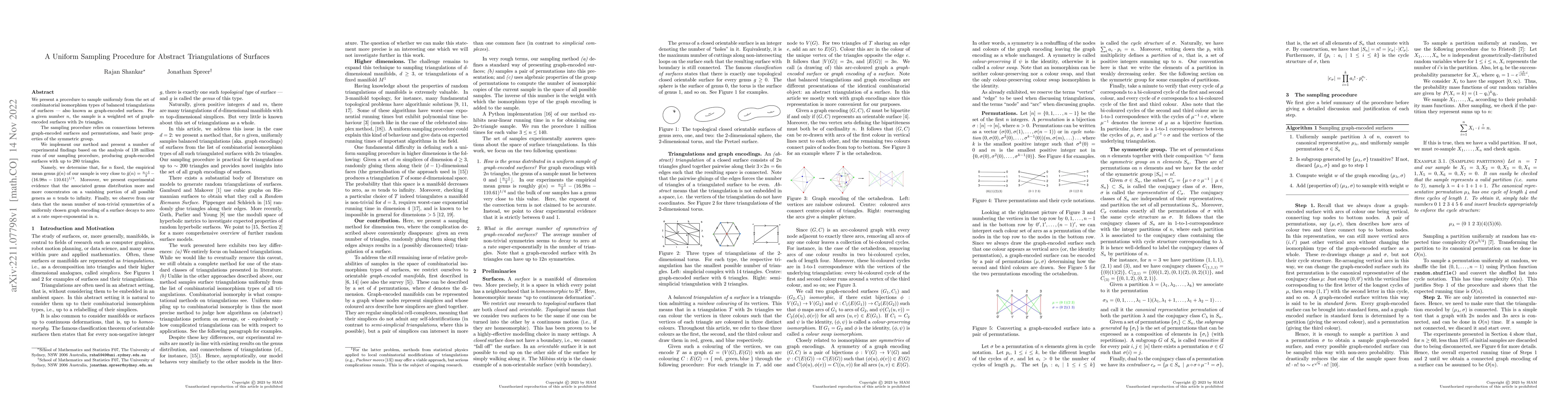 Thumbnail for A Uniform Sampling Procedure for Abstract Triangulations of Surfaces