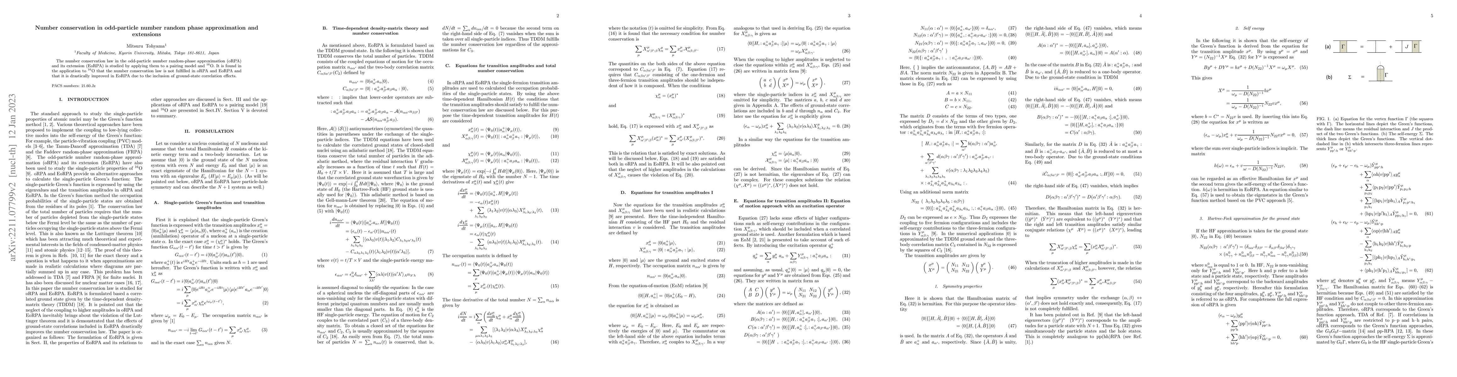 Thumbnail for Number conservation in odd-particle number random phase approximation
  and extensions