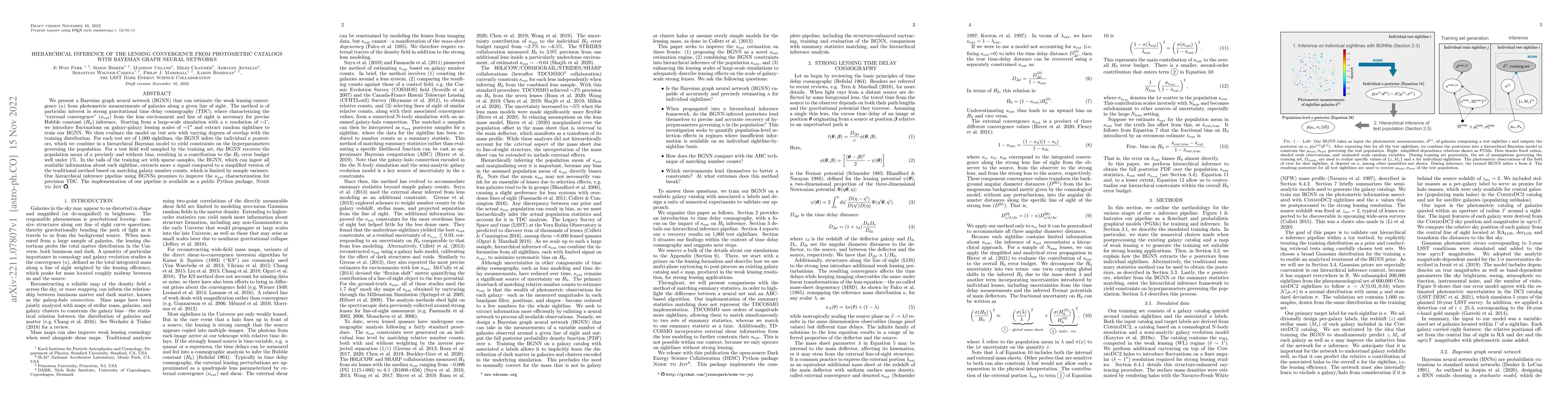 Thumbnail for Hierarchical Inference of the Lensing Convergence from Photometric
  Catalogs with Bayesian Graph Neural Networks