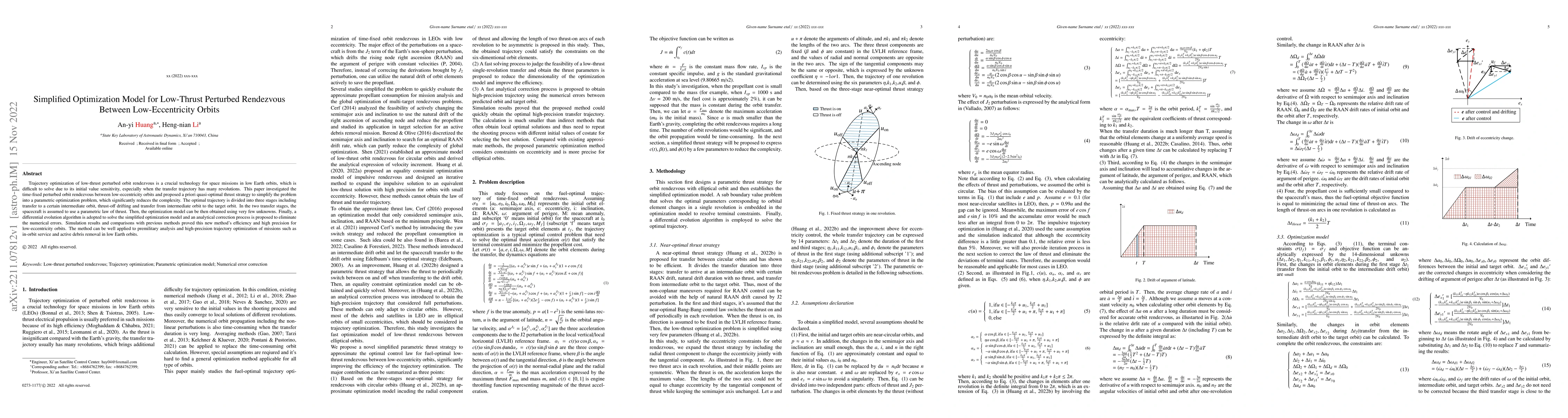 Thumbnail for Simplified Optimization Model for Low-Thrust Perturbed Rendezvous
  Between Low-Eccentricity Orbits