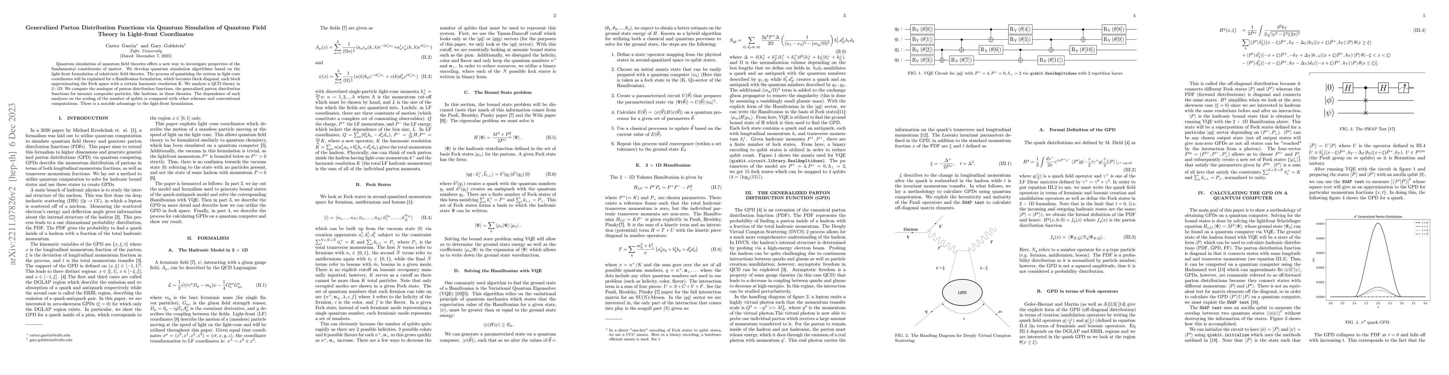 Thumbnail for Generalized Parton Distribution Functions via Quantum Simulation of
  Quantum Field Theory in Light-front Coordinates